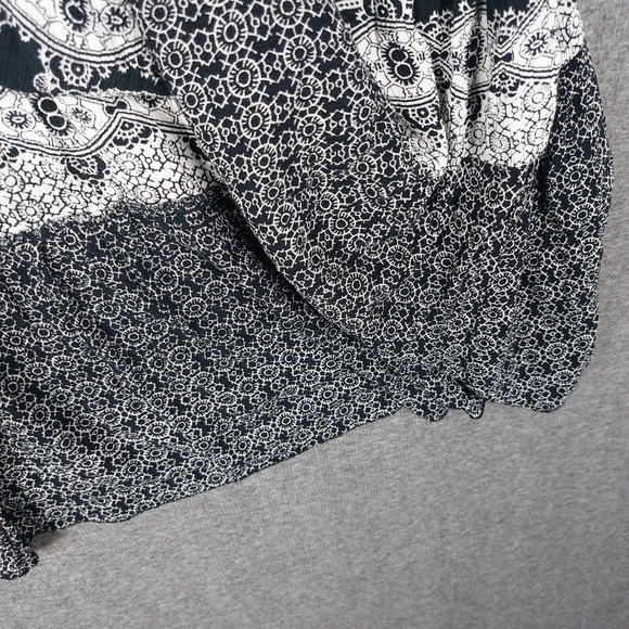 BILA WOMENS BLACK WHITE DRAWSTRING CROCHET NECKLINE MAXI DRESS SIZE LARGE - Picture 9 of 11